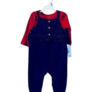Carter's Red Blue Denim Overalls Soft and Comfortable Size 6 Months NWT 10 0487